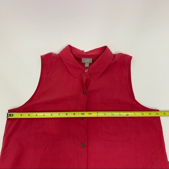 J. Jill 100% Silk Sleeveless Button Up Watermelon Pink Blouse Size Medium - Picture 12 of 13